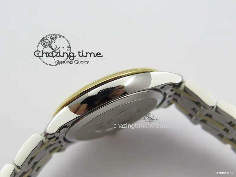 0111 De Ville 27mm SS YG Ladies MK 1:1 Best Edition White MOP Dial On SS Bracelet Ronda Quartz Sophisticated 8192